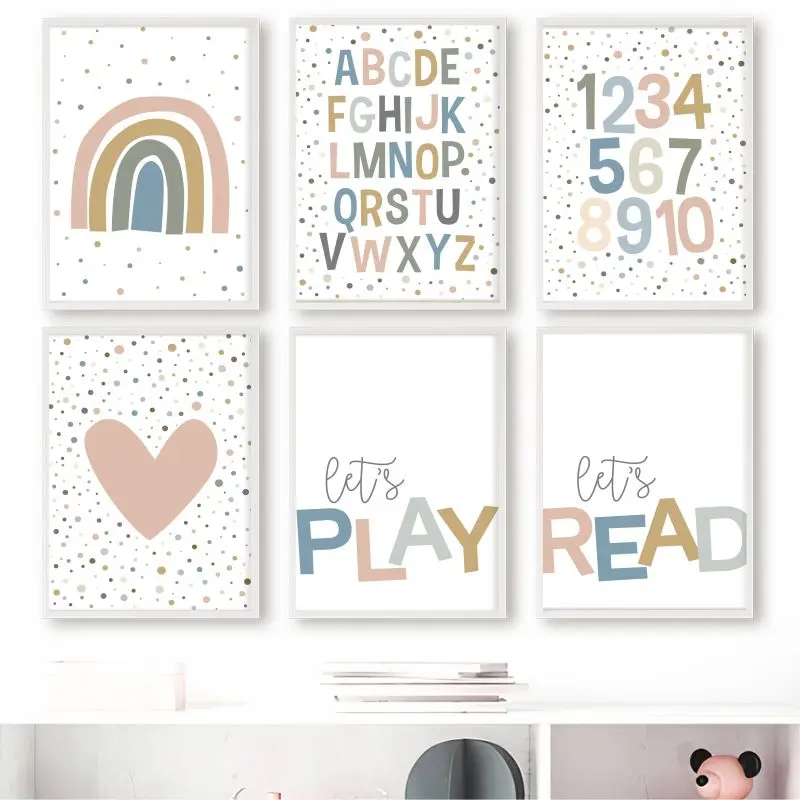 Cartoon Rainbow ABC Number Nursery Wall Art Canvas Painting Nordic Posters And Prints Wall Pictures for Kids Baby Room Decor
Cartoon Rainbow ABC Number Nursery Wall Art Canvas Painting Nordic Posters And Prints Wall Pictures for Kids Baby Room Decor