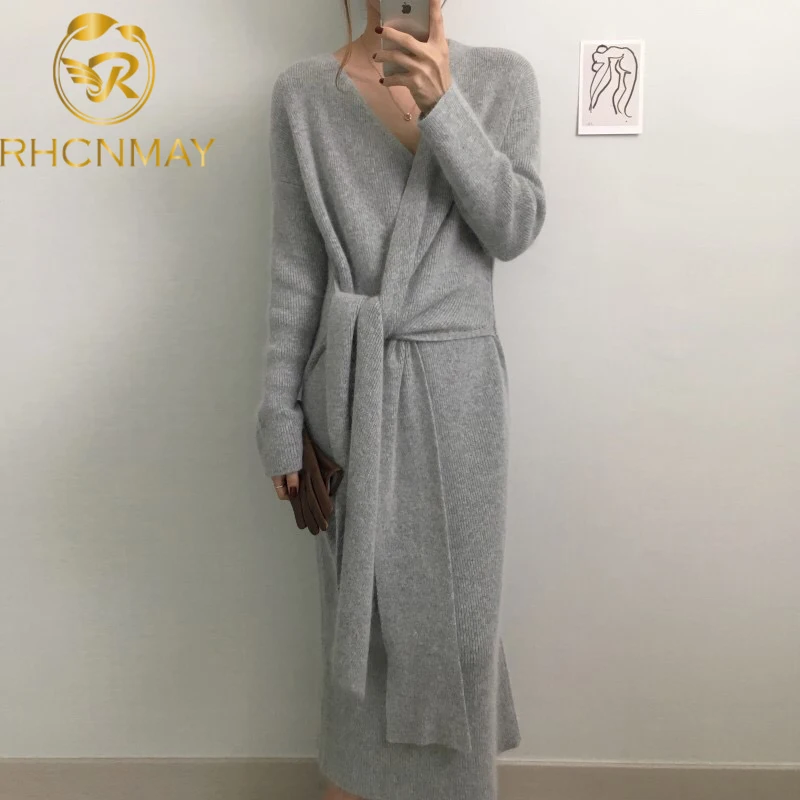 High Waist Quality Sweater Dress Female Belt Elegant Bandage Chic Runway Fashion Lady Autumn Winter knitting Dress 2020 New
High Waist Quality Sweater Dress Female Belt Elegant Bandage Chic Runway Fashion Lady Autumn Winter knitting Dress 2020 New