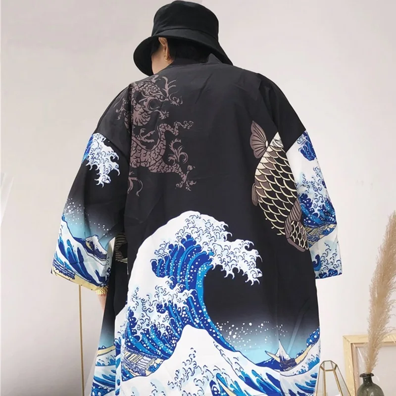 

Кимоно мужское в японском стиле, юката, драпировка, стиль Самурай, Харадзюку, искусственная одежда, пиджак с Оби