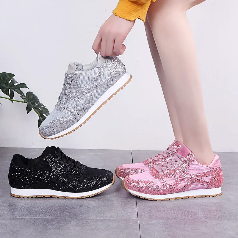 2021 Large Size 43 Glitter Sneakers For Women Vulcanize Shoes Casual Sparkly Mesh Trainers Pink Teen Girl Sneakers With Sparkles 
2021 Large Size 43 Glitter Sneakers For Women Vulcanize Shoes Casual Sparkly Mesh Trainers Pink Teen Girl Sneakers With Sparkles