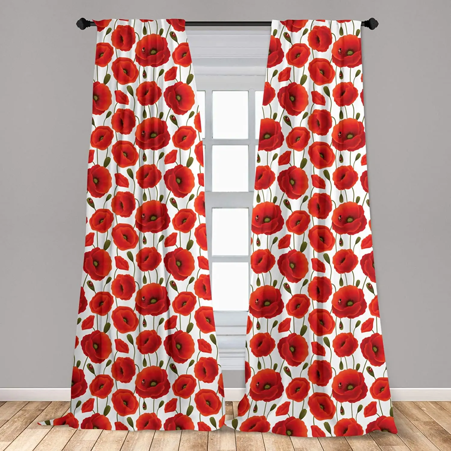 Poppy Curtain for Kids Rooms Spring Flowers with Ladybugs Animals and Plants Flora and Fauna Nature Window Drapes
Poppy Curtain for Kids Rooms Spring Flowers with Ladybugs Animals and Plants Flora and Fauna Nature Window Drapes