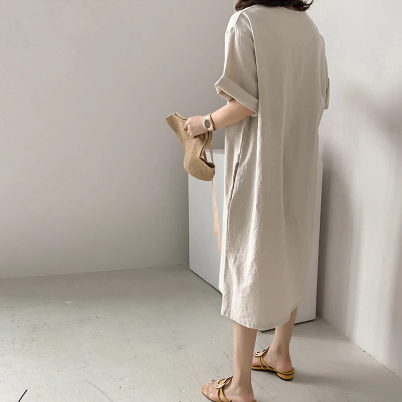 Johnature Summer New Korean Simple V-neck Bandage Dress For Women 2021 Casual Solid Color Loose Pockets Female Dresses
Johnature Summer New Korean Simple V-neck Bandage Dress For Women 2021 Casual Solid Color Loose Pockets Female Dresses