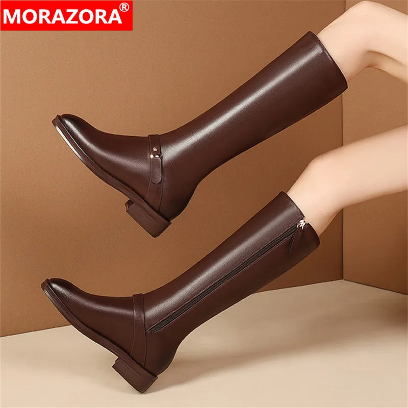 MORAZORA 2021 Large size 35-44 winter knee high boots low heel square toe ladies shoes genuine leather women boots 
MORAZORA 2021 Large size 35-44 winter knee high boots low heel square toe ladies shoes genuine leather women boots