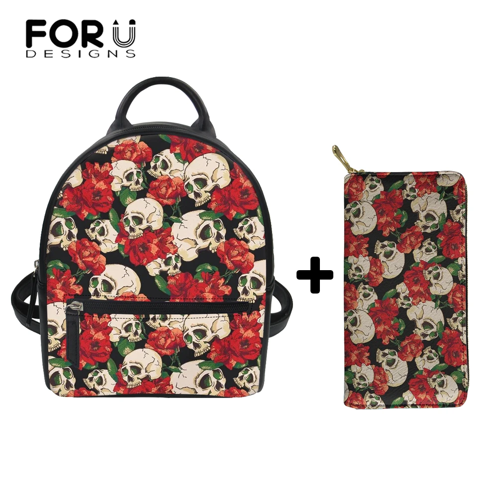 Женский мини-рюкзак с принтом черепа, 2 шт./компл. 
Женский мини-рюкзак с принтом черепа, 2 шт./компл.