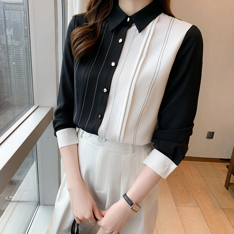 Korean Fashion Chiffon Woman Shirts Black Office Lady Button Up Shirt Long Sleeve Vintage Ladies Tops Camisas De Mujer
Korean Fashion Chiffon Woman Shirts Black Office Lady Button Up Shirt Long Sleeve Vintage Ladies Tops Camisas De Mujer