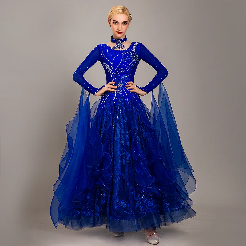 Lace Flower Pattern Flying Yarn Ballroom Competition Dance Dress Viennese Waltz Dresses Women Clothes For Dancing | Тематическая