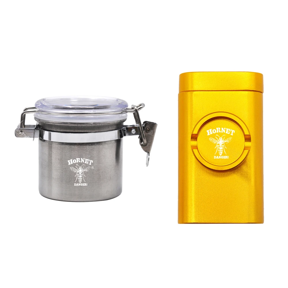 HORNET Aluminum Dugout Case with Pinch One Hitter Smoking Pipe Herb Grinder With Tobacco Storage Box
HORNET Aluminum Dugout Case with Pinch One Hitter Smoking Pipe Herb Grinder With Tobacco Storage Box