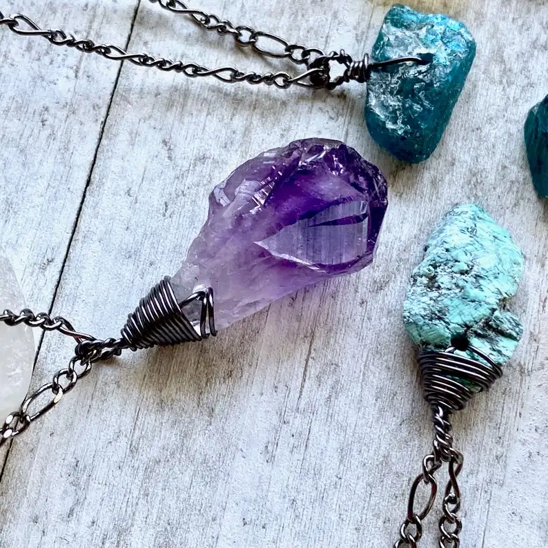 10Pcs Natural Amethysts Quartz Stick Point Beads Pendant Gun Black Chains Necklace Adjustable Jewelry Women Wholesales
10Pcs Natural Amethysts Quartz Stick Point Beads Pendant Gun Black Chains Necklace Adjustable Jewelry Women Wholesales