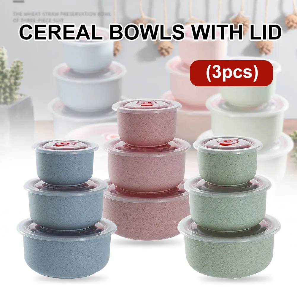 3pcs 300/500/900ml Wheat Straw Food Storage Containers with Lid Microwave Safe Cereal thickening Bowl With silicone seal
3pcs 300/500/900ml Wheat Straw Food Storage Containers with Lid Microwave Safe Cereal thickening Bowl With silicone seal