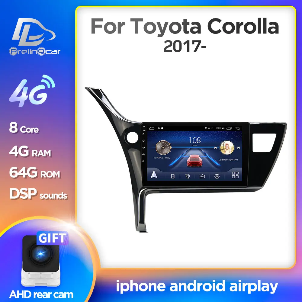Prelingcar Android 10 для Toyota Corolla Levin 2017 2018 2019 автомобильное радио мультимедийный