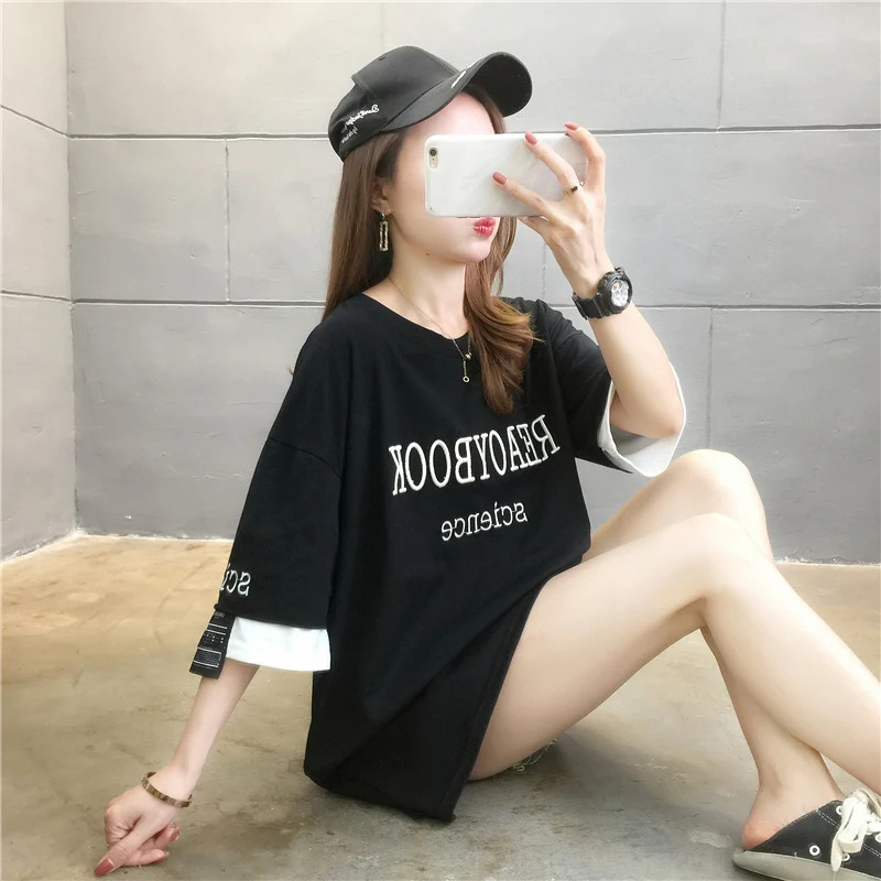 Houthion Women's T-shirt New Loose Plus Size Casual Fashion T Shirt Mid-length Letters Short Sleeve O-neck Top Summer
Houthion Women's T-shirt New Loose Plus Size Casual Fashion T Shirt Mid-length Letters Short Sleeve O-neck Top Summer