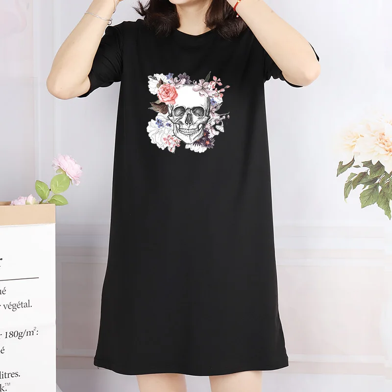 Loose Summer Night Dress Women Skull Print Short Sleeve Harajuku Tshirt Sleepwear Dresses Femme Vestidos Pijama Top
Loose Summer Night Dress Women Skull Print Short Sleeve Harajuku Tshirt Sleepwear Dresses Femme Vestidos Pijama Top