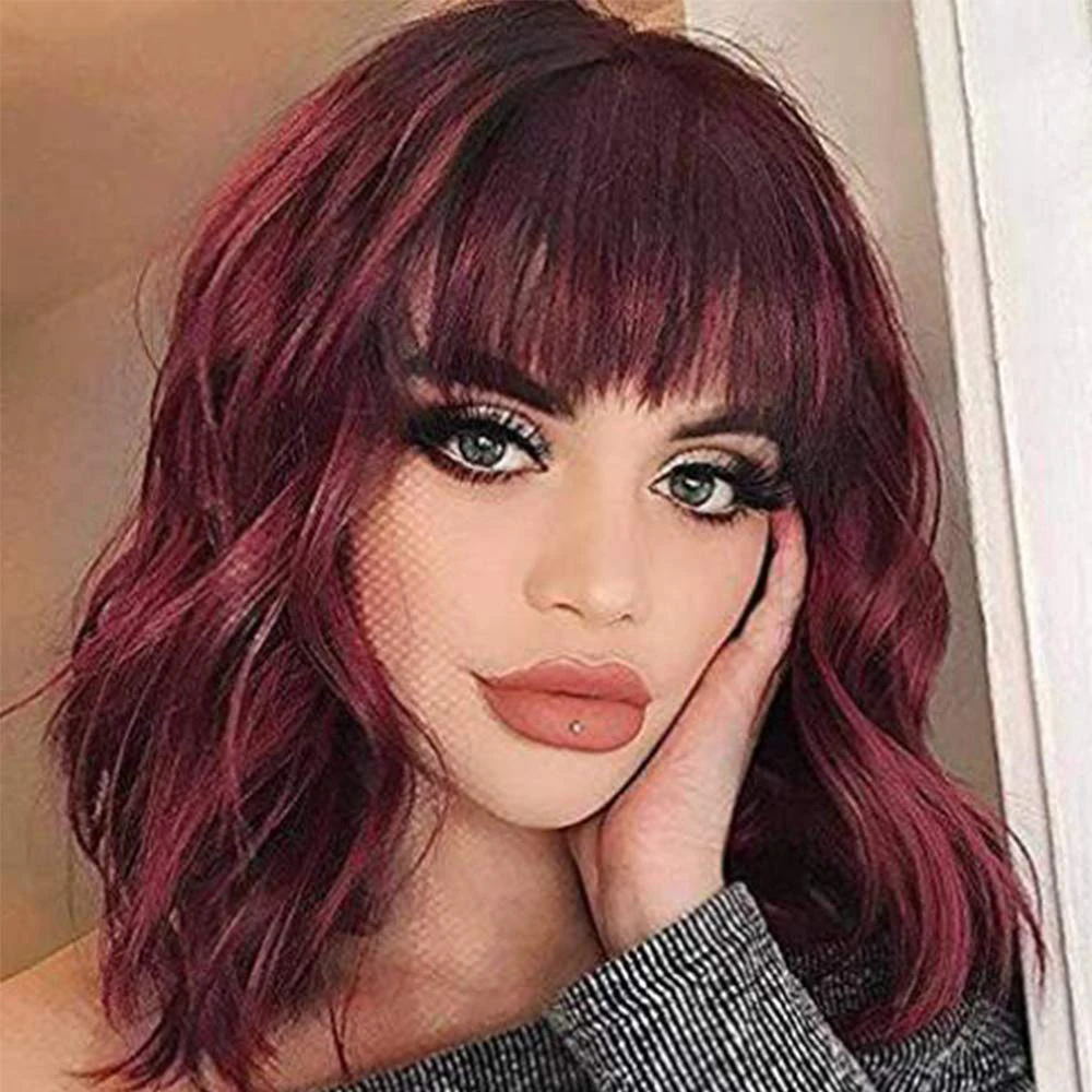 Red Wig with Bangs Short Wavy Bob Wigs for Women Synthetic Wig Daily Party Cosplay Burgundy Wigs Heat Hesistant Fiber Wig
Red Wig with Bangs Short Wavy Bob Wigs for Women Synthetic Wig Daily Party Cosplay Burgundy Wigs Heat Hesistant Fiber Wig