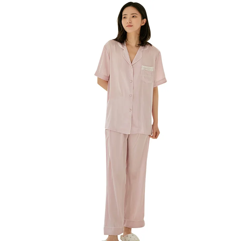 2021 Summer New Pajamas Women Loungewear Satin Sleepwear With Pocket Casual Two Piece Set Nightwear Lace Lingerie Pyjamas
2021 Summer New Pajamas Women Loungewear Satin Sleepwear With Pocket Casual Two Piece Set Nightwear Lace Lingerie Pyjamas