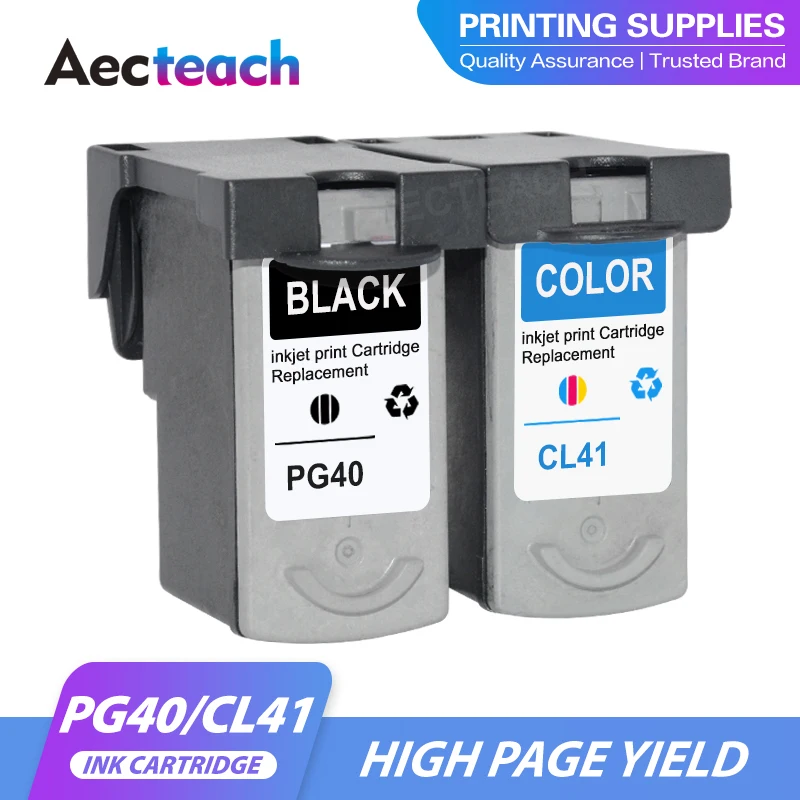 

Aecteach 2pcs PG-40 CL-41 PG40 CL41 Ink Cartridge For Canon Pixma MP140 MP150 MP160 MP180 MP190 MP210 MP220 MP450 MP470 printer