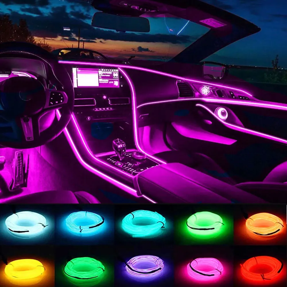 Car Colorful Interior Atmosphere Lamp Neon LED Light Garland Wire Rope Flexible Tube Strip Ambient Decoration Auto Accessories
Car Colorful Interior Atmosphere Lamp Neon LED Light Garland Wire Rope Flexible Tube Strip Ambient Decoration Auto Accessories