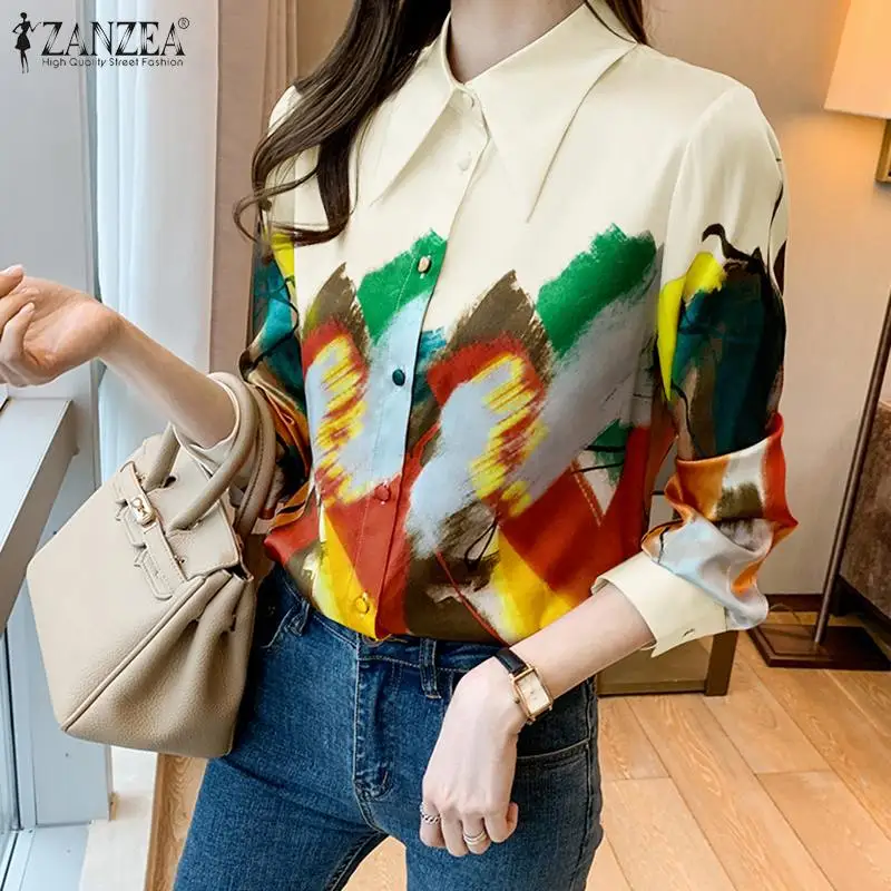 Femme Tunic Top Korean Printed Blouse Women Casual Long Sleeve Turn Down Collar Chic Shirt ZANZEA Vintage Vocation Beach Chemise
Femme Tunic Top Korean Printed Blouse Women Casual Long Sleeve Turn Down Collar Chic Shirt ZANZEA Vintage Vocation Beach Chemise