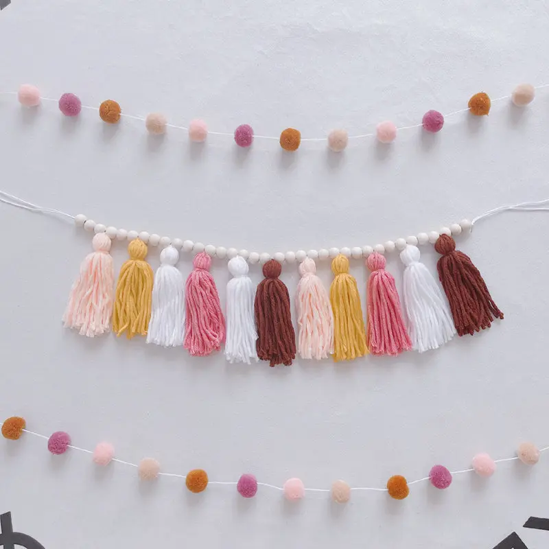 Colorful Tassel Garland Banner With Wood Beads Wool Felt Balls Hanging Ornament String Nordic Baby Kids Room Nursery Decor Props
Colorful Tassel Garland Banner With Wood Beads Wool Felt Balls Hanging Ornament String Nordic Baby Kids Room Nursery Decor Props