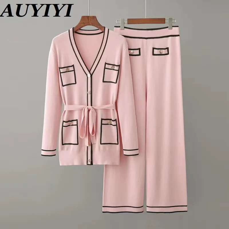 AUYIYI Autumn Long-Sleeved Knitted Lace-Up Waist Mid-Length V-Neck Cardigan + Wide-Leg Pants Two-Piece Female Temperament
AUYIYI Autumn Long-Sleeved Knitted Lace-Up Waist Mid-Length V-Neck Cardigan + Wide-Leg Pants Two-Piece Female Temperament