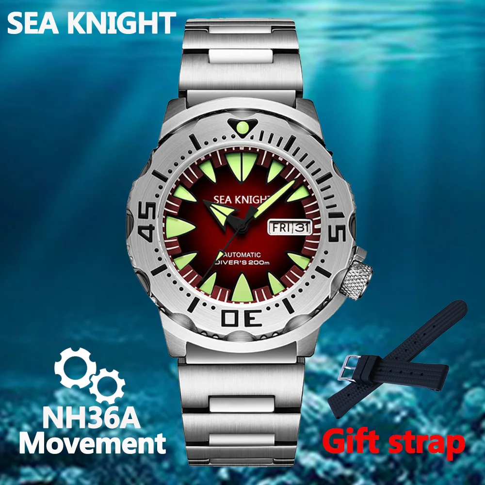 Мужские часы Sea knight для дайвера, монстр, сапфировое стекло NH36A, автоматические механические часы, водонепроницаемость 20 АТМ, светящиеся нару...
Мужские часы Sea knight для дайвера, монстр, сапфировое стекло NH36A, автоматические механические часы, водонепроницаемость 20 АТМ, светящиеся нару...