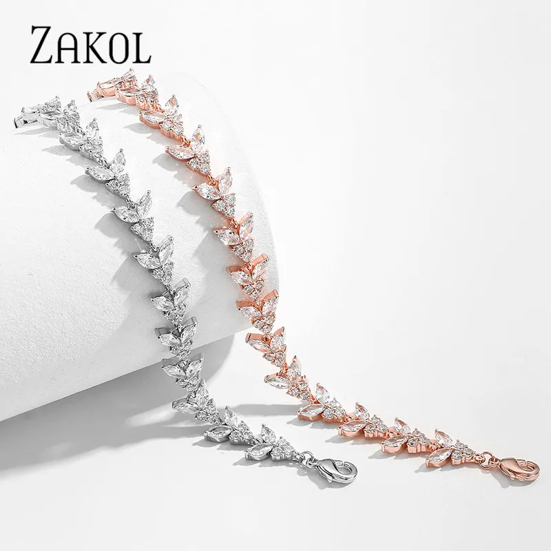 ZAKOL высокое качество белый кубический цирконий цепочка звено регулируемые