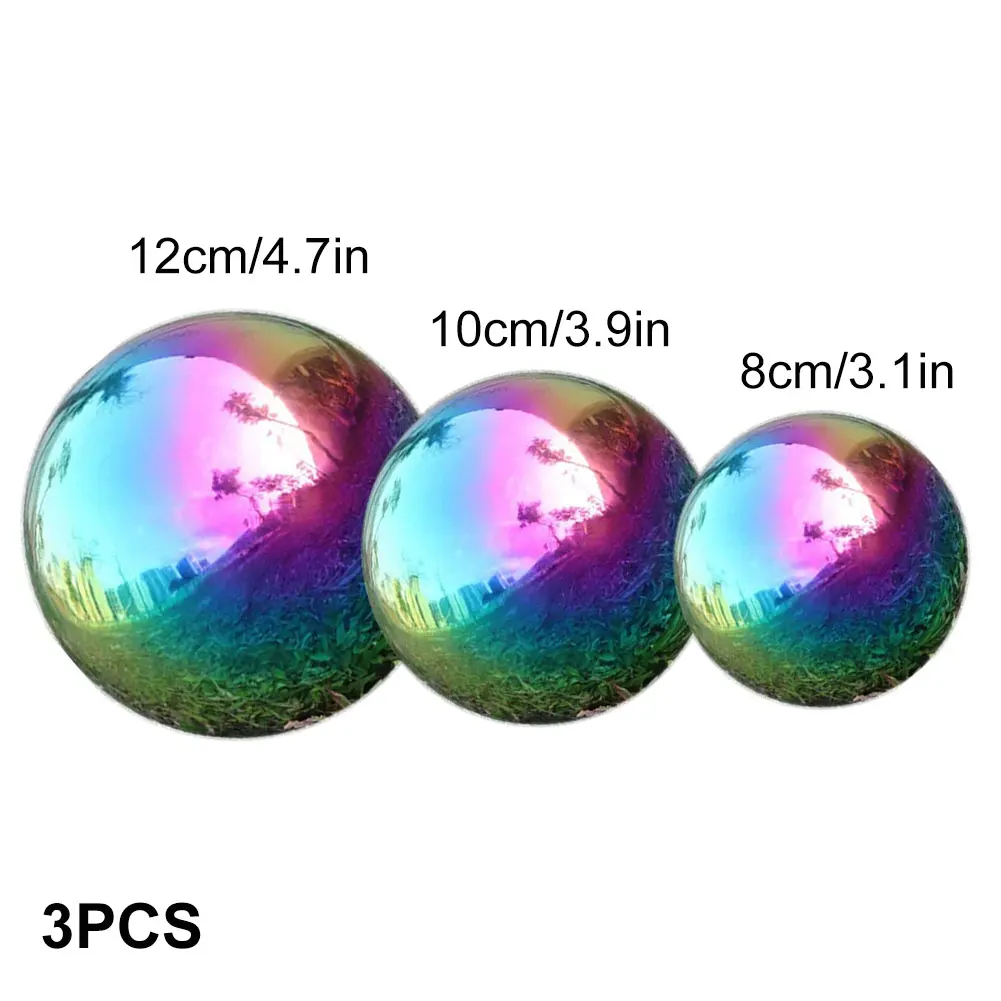 Stainless Steel Garden Balls Rainbow Mirror Polished Gazing Globe Reflective Sphere Home Ornament Decoration Mirror Ball 3PCS
Stainless Steel Garden Balls Rainbow Mirror Polished Gazing Globe Reflective Sphere Home Ornament Decoration Mirror Ball 3PCS