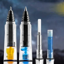 High Quality Piston Fountain Pen Transparent White bullet Needle 0.38mm 0.5mm Stationery Office School Supplies