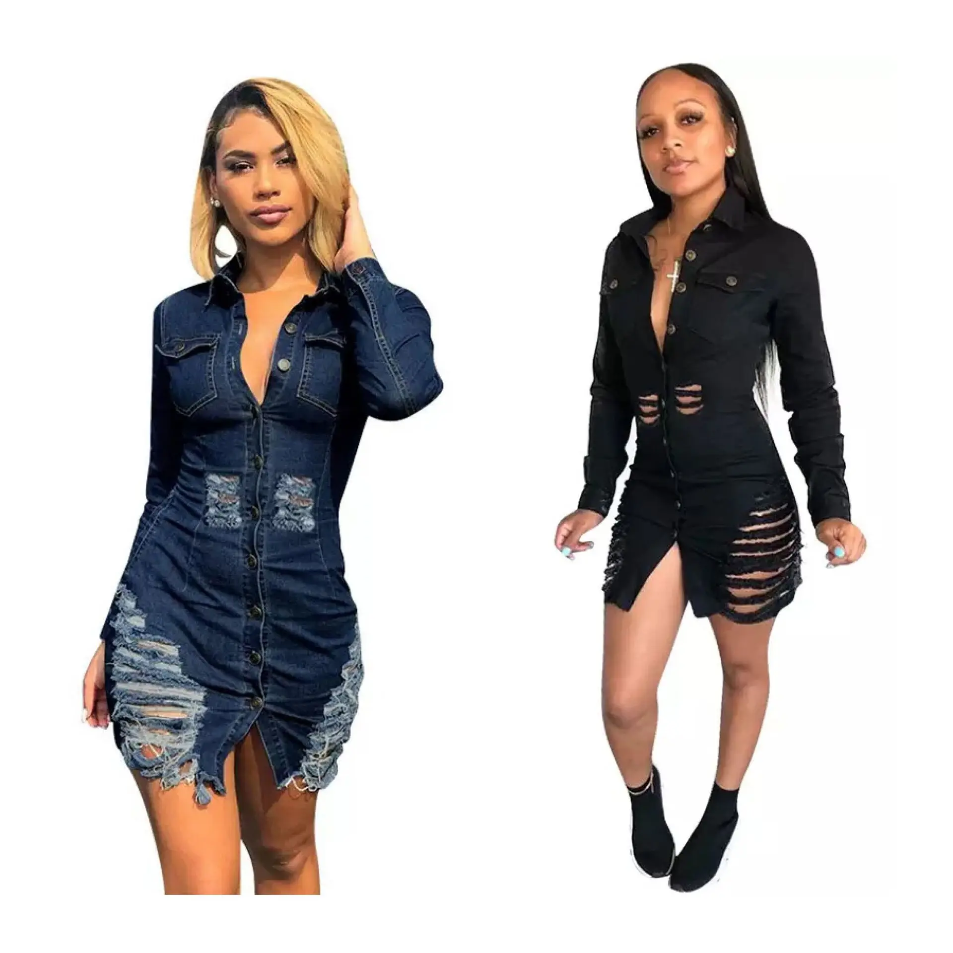 Somoshein S-2xl Women Denim Dresses Casual Button Turn-Down Collar Mini Dress Elegant Long Shirt Dresses Wholesale Dropshopping
Somoshein S-2xl Women Denim Dresses Casual Button Turn-Down Collar Mini Dress Elegant Long Shirt Dresses Wholesale Dropshopping