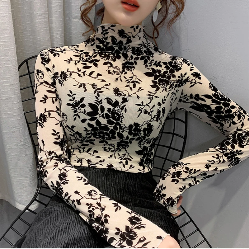 2022 See Through Fall Elegant Half Turtleneck Blouses Women Thin Print Top Long Sleeve Blouse Gauze Woman Clothing Blusas Mujer
2022 See Through Fall Elegant Half Turtleneck Blouses Women Thin Print Top Long Sleeve Blouse Gauze Woman Clothing Blusas Mujer