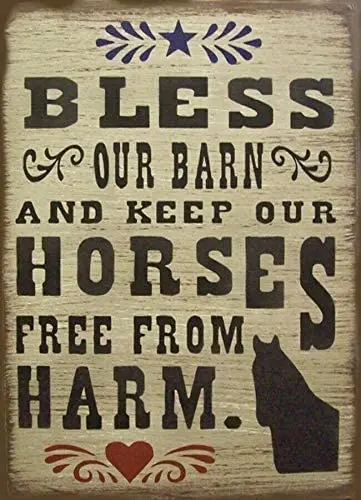 Vintage Metal Tin Sign Bless Our Barn and Keep Our Horses Free From Harm Racecourse Entrance Wall Decoration Metal Plate 20x30cm
Vintage Metal Tin Sign Bless Our Barn and Keep Our Horses Free From Harm Racecourse Entrance Wall Decoration Metal Plate 20x30cm
