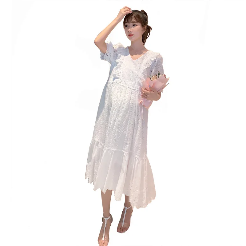 Summer maternity dress lantern sleeves V-neck mid-length cotton Korean Hollow out large size maternity Clothings
Summer maternity dress lantern sleeves V-neck mid-length cotton Korean Hollow out large size maternity Clothings