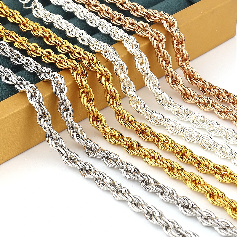 SAUVOO 6/7mm Rope Chain Necklace Metal Twist Chain Waterproof Choker Men Women Jewelry Gold Steel Color Chains Gift
SAUVOO 6/7mm Rope Chain Necklace Metal Twist Chain Waterproof Choker Men Women Jewelry Gold Steel Color Chains Gift