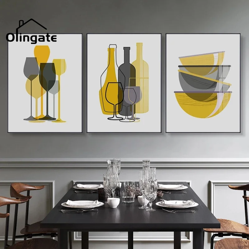 Simple Rice Bowl Cup Wine Glass Canvas Poster Abstract Yellow Grey Tableware Canvas Art One Piece Wall Art Kitchen Home Decor 
Simple Rice Bowl Cup Wine Glass Canvas Poster Abstract Yellow Grey Tableware Canvas Art One Piece Wall Art Kitchen Home Decor