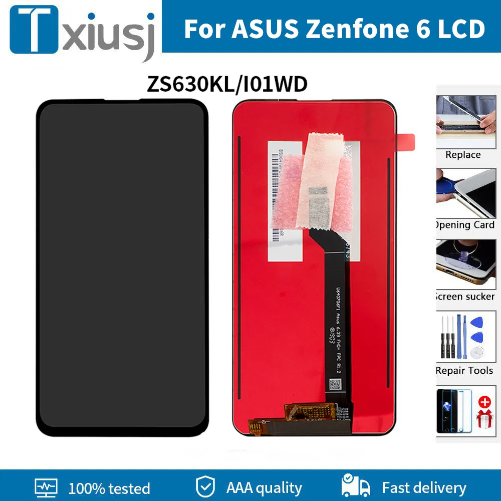 

Новый ЖК-дисплей 6,4 дюйма для ASUS Zenfone 6 ZS630KL I01WD, ЖК-дисплей с сенсорным экраном и дигитайзером в сборе для ASUS Zenfone 6, экран