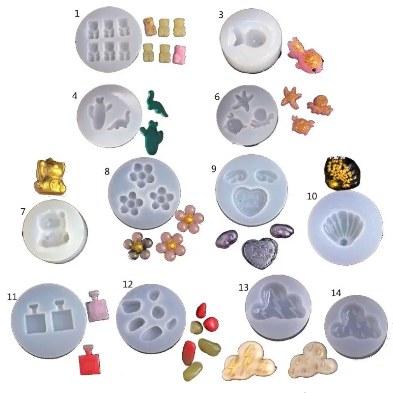 Cute Min Earrings Pendants Silicone Resin Mold Bear Dinosaur Goldfish Shell Flower Resin Casting Mold Jewelry Art Tools
Cute Min Earrings Pendants Silicone Resin Mold Bear Dinosaur Goldfish Shell Flower Resin Casting Mold Jewelry Art Tools