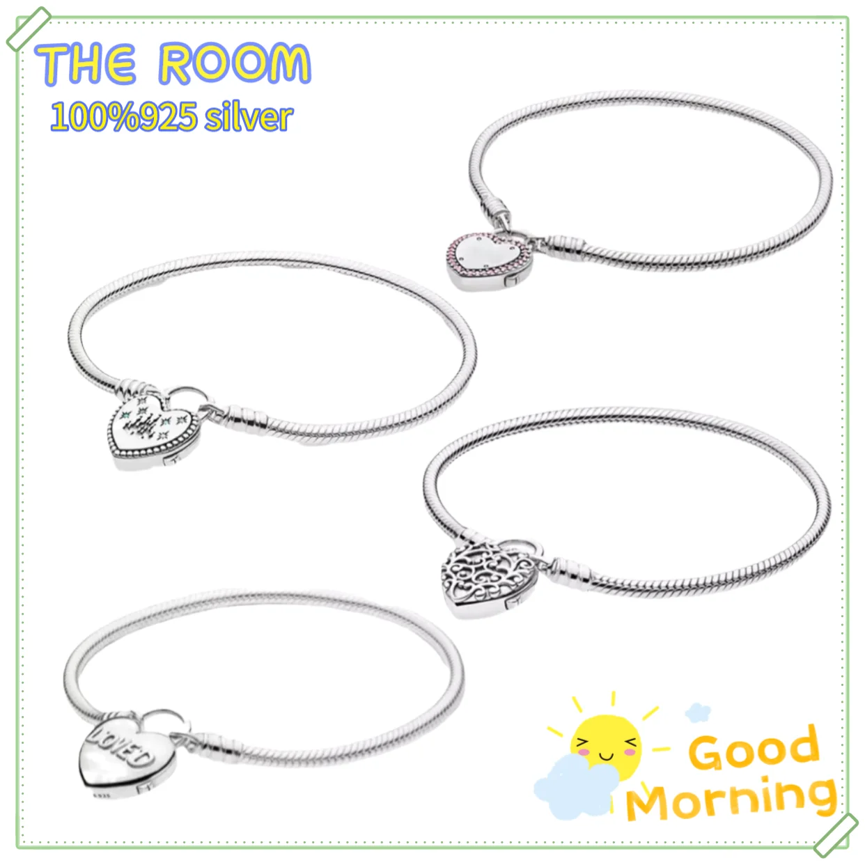 100%925 Sterling Silver Pandora suitable for women's bracelet padlock heart snake chain bracelet DIY fit women's wedding jewelry
100%925 Sterling Silver Pandora suitable for women's bracelet padlock heart snake chain bracelet DIY fit women's wedding jewelry