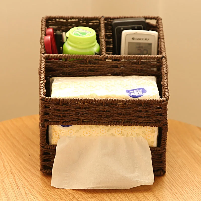 Remote control storage box divided storage basket office table coffee table tissue box woven basket
Remote control storage box divided storage basket office table coffee table tissue box woven basket