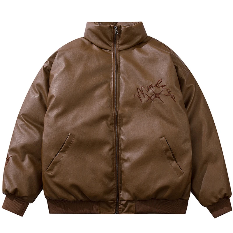 Mens Retro PU Leather Parkas Jacket Unisex Winter Harajuku Thick Warm Baseball Parkas Loose Letter Embroidery Hipster Streetwear
Mens Retro PU Leather Parkas Jacket Unisex Winter Harajuku Thick Warm Baseball Parkas Loose Letter Embroidery Hipster Streetwear