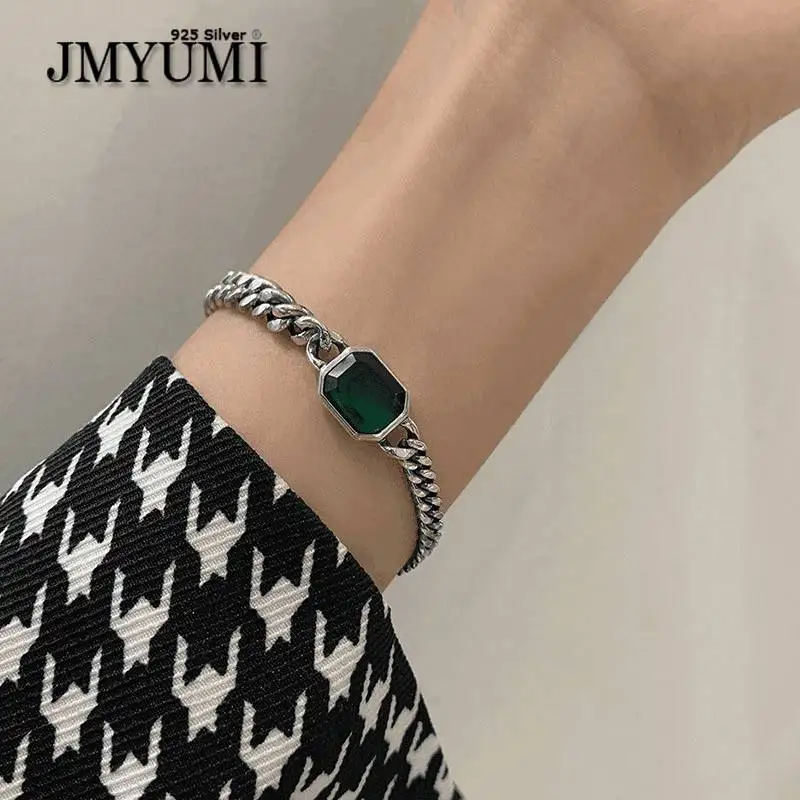 Браслет JMYUMI из серебра 925 пробы с зеленым геометрическим рисунком для женщин и мужчин, винтажный браслет из циркония, ювелирные изделия
Браслет JMYUMI из серебра 925 пробы с зеленым геометрическим рисунком для женщин и мужчин, винтажный браслет из циркония, ювелирные изделия