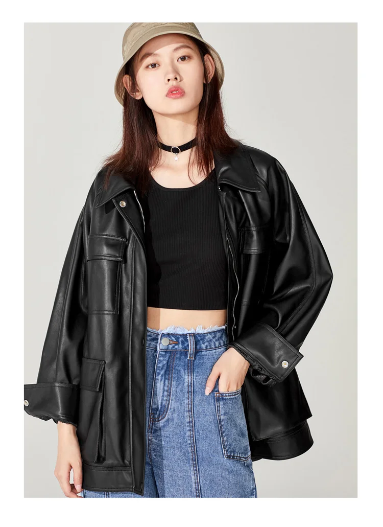 Zcwxm Autumn Winter Biker Loose Soft Pu Leather Jacket Women 2021 Punk Streetwear Faux Motor Black Long Leather Casual Coat
Zcwxm Autumn Winter Biker Loose Soft Pu Leather Jacket Women 2021 Punk Streetwear Faux Motor Black Long Leather Casual Coat