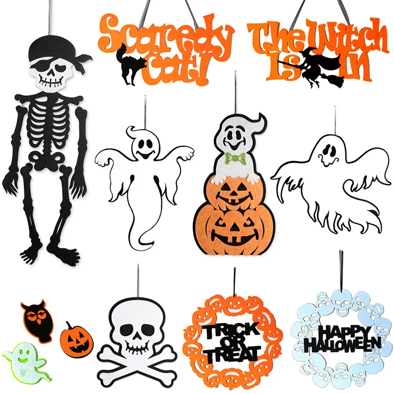 Halloween Non-woven Hanging Ornaments With Skull Ghost Pumpkin Letter Pattern Wall Door Decor Halloween Party Supplies
Halloween Non-woven Hanging Ornaments With Skull Ghost Pumpkin Letter Pattern Wall Door Decor Halloween Party Supplies