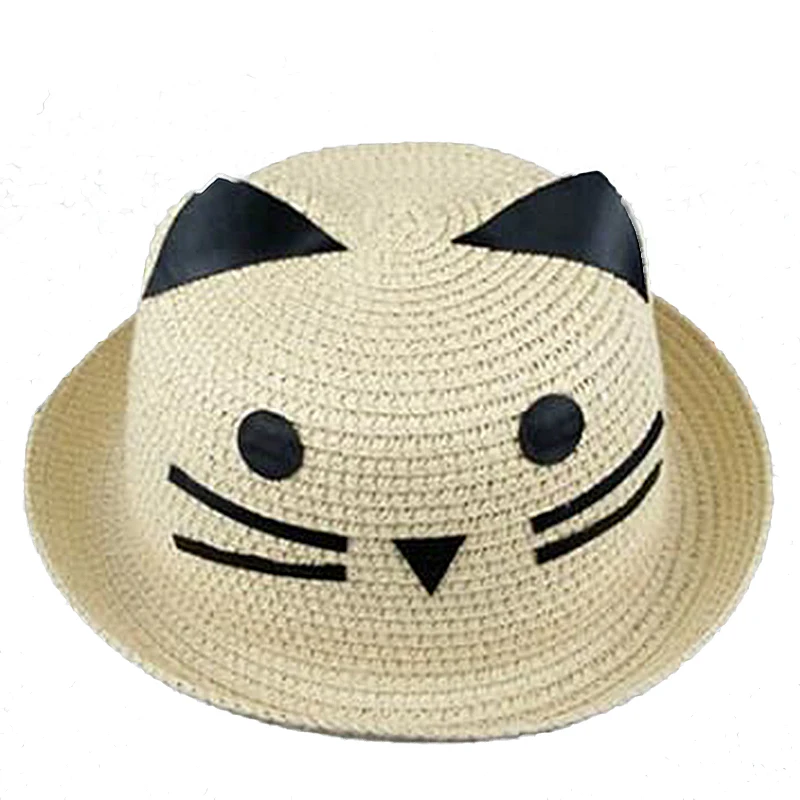Cute Child Girls Straw hat Cat ears Sun Hat Kids Large Brim Beach Summer Boater Beach Ribbon Round Flat Top fedora hat 54CM
Cute Child Girls Straw hat Cat ears Sun Hat Kids Large Brim Beach Summer Boater Beach Ribbon Round Flat Top fedora hat 54CM