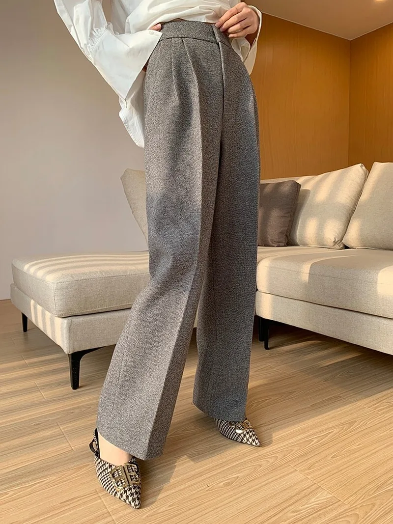 2021 Woolen High Waist Straight Leg Plaid Wide-leg Pants Loose Autumn and Winter Thickened Trousers Thin Pants Women
2021 Woolen High Waist Straight Leg Plaid Wide-leg Pants Loose Autumn and Winter Thickened Trousers Thin Pants Women