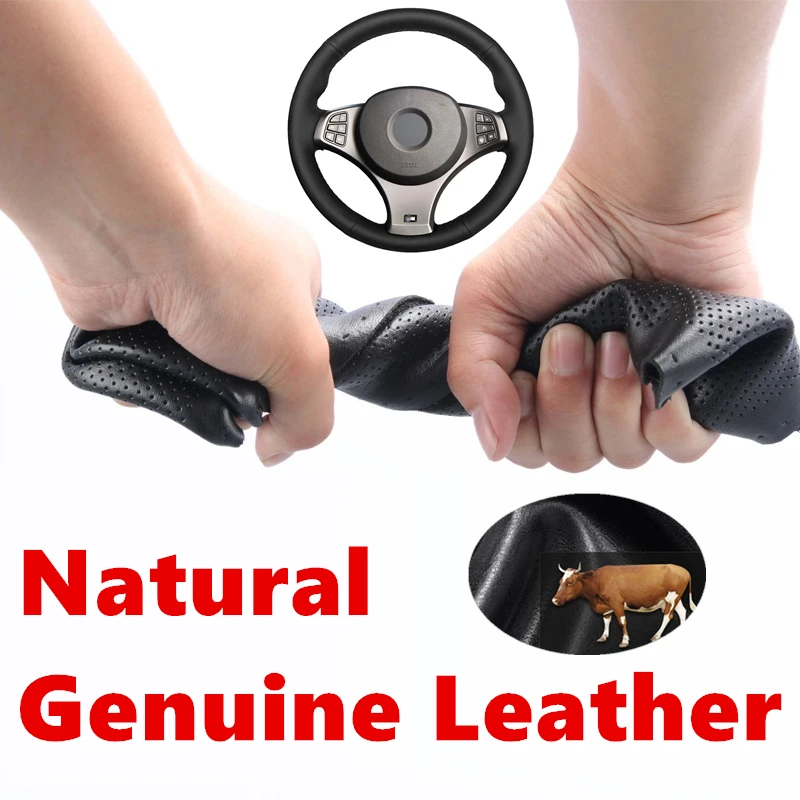 Hand Sewing Black Genuine Calfskin Leather Car Steering Wheel Covers Wrap for BMW E83 X3 M Sport 2005-2010
Hand Sewing Black Genuine Calfskin Leather Car Steering Wheel Covers Wrap for BMW E83 X3 M Sport 2005-2010
