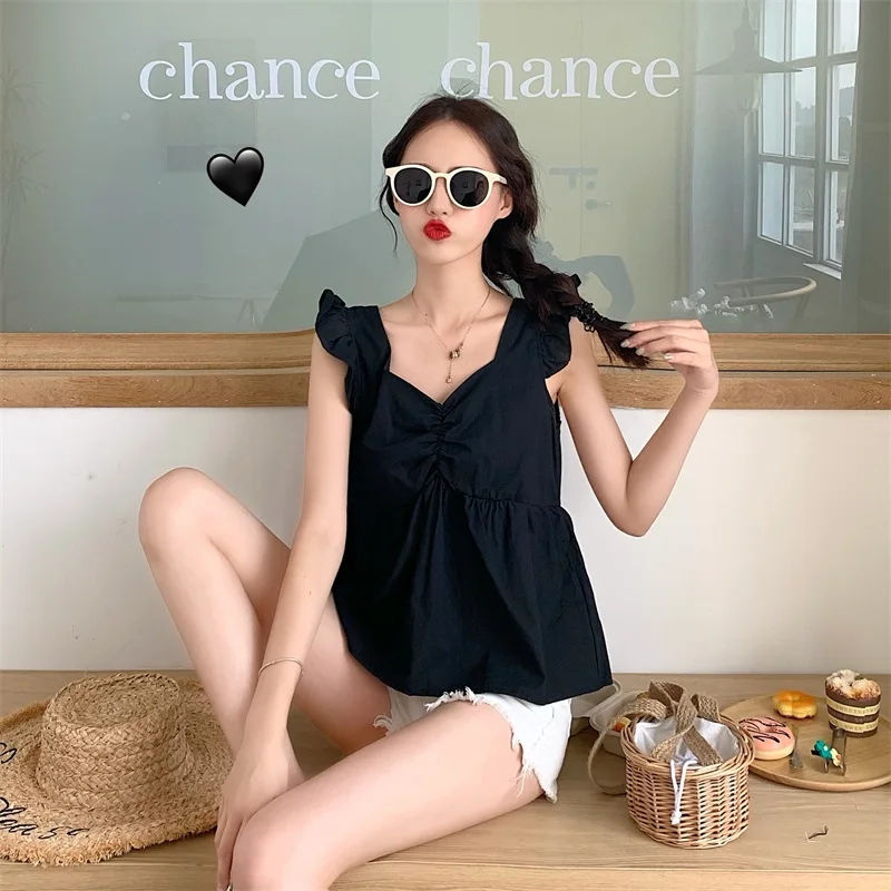 ruffles sweet loose Korean style summer off shoulder spaghetti strap ladies tops Women's Clothing high quality temperament Camis
ruffles sweet loose Korean style summer off shoulder spaghetti strap ladies tops Women's Clothing high quality temperament Camis