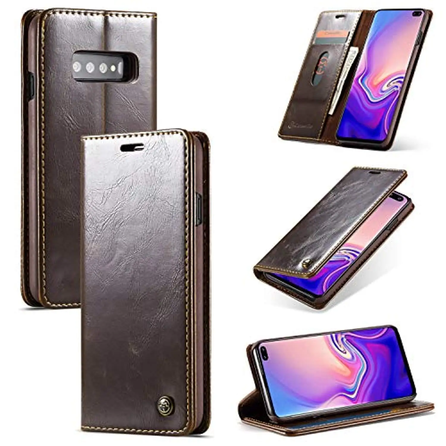 Магнитный чехол Crazy Horse Folio из искусственной кожи для samsung Galaxy S10 Plus S10E S9 S8