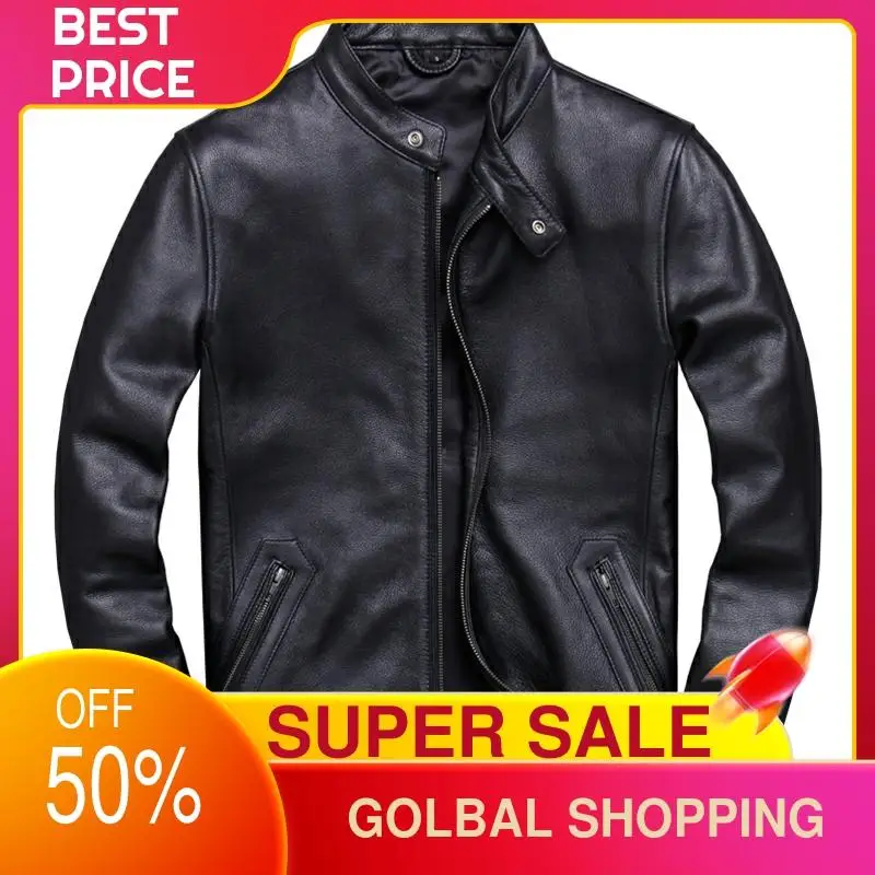 2021 Black Stand Collar Motorcycle Style Genuine Leather Jacket Men Plus Size 5XL Real Natural Cowhide Spring Slim Biker Coat
2021 Black Stand Collar Motorcycle Style Genuine Leather Jacket Men Plus Size 5XL Real Natural Cowhide Spring Slim Biker Coat