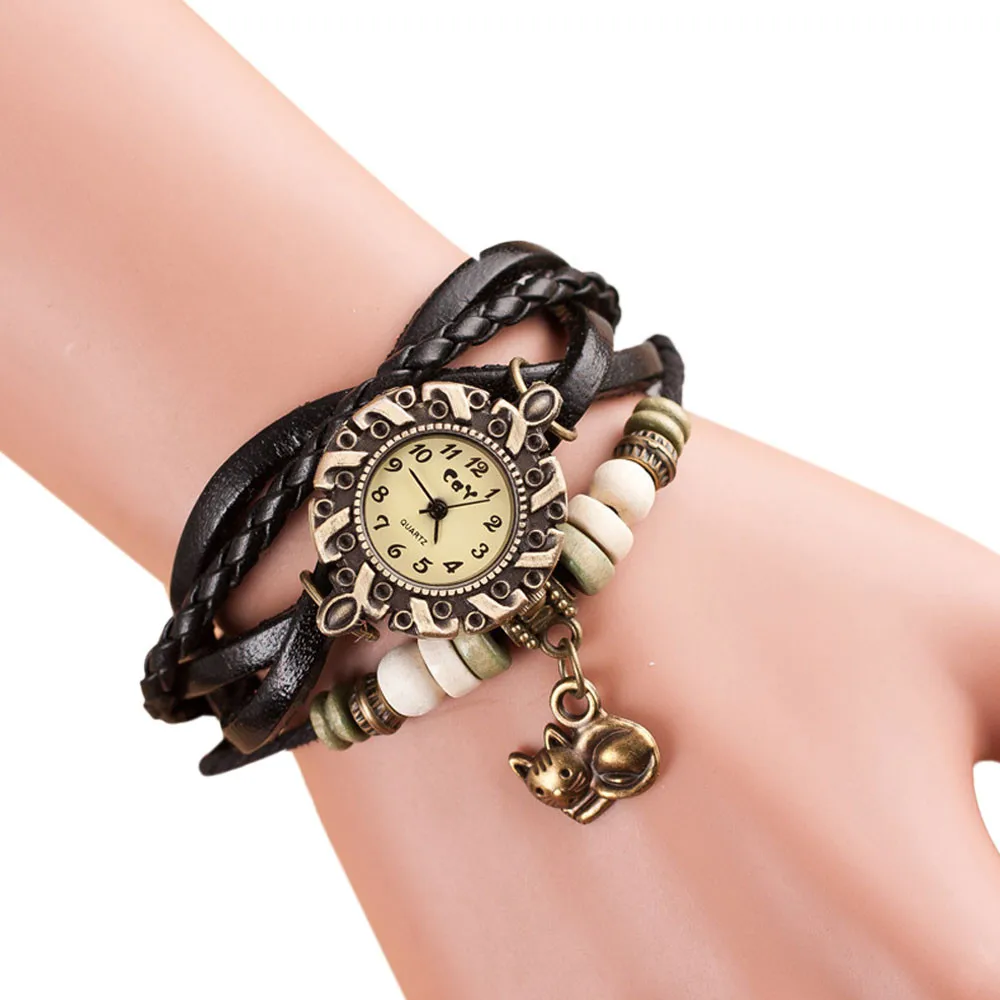 Quartz Weave Around Leather Cat Bracelet Lady Woman Waterproof Wrist Watch Brand Alloy Case Retro Women Watches Relogio feminino
Quartz Weave Around Leather Cat Bracelet Lady Woman Waterproof Wrist Watch Brand Alloy Case Retro Women Watches Relogio feminino