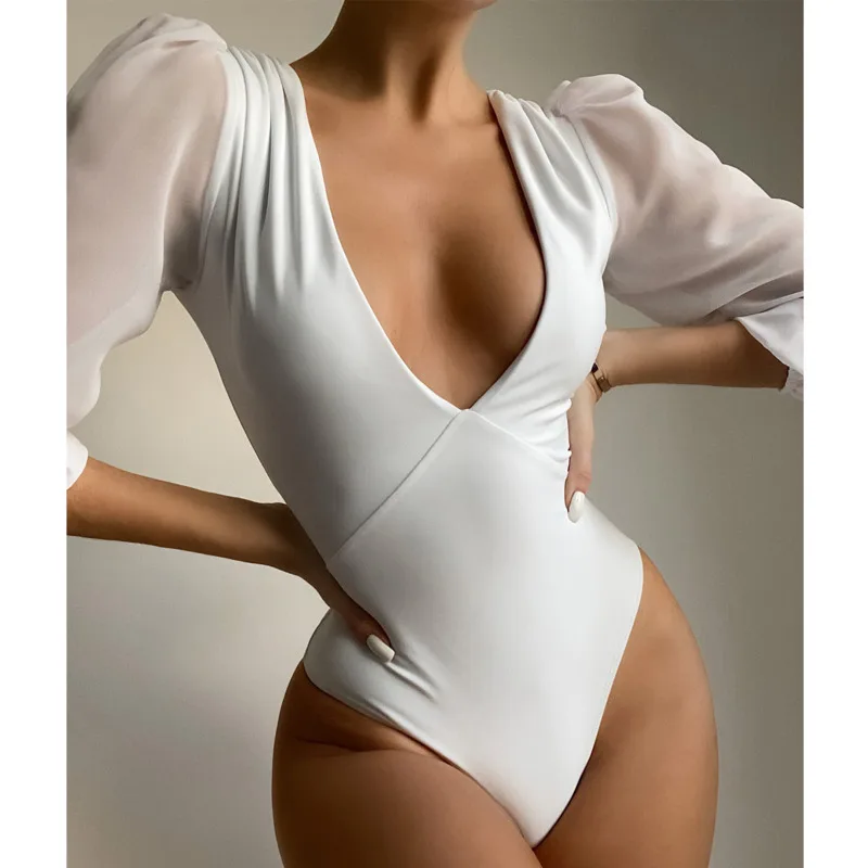 2022 Female White One-Piece Swimsuit Long Sleeve Swimwear Fashion Women Swimming Bathing Suit Beach Bather Pool Swim Wear Summer
2022 Female White One-Piece Swimsuit Long Sleeve Swimwear Fashion Women Swimming Bathing Suit Beach Bather Pool Swim Wear Summer
