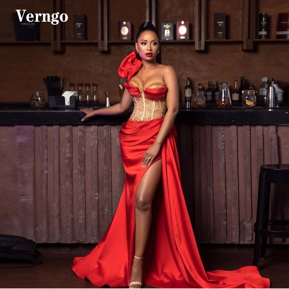 Verngo Gorgeous Red Satin Mermaid Evening Dresses Gold Sequin Bodice Sweetheart Pleats Side Slit Prom Gowns Long Celebrity Dress
Verngo Gorgeous Red Satin Mermaid Evening Dresses Gold Sequin Bodice Sweetheart Pleats Side Slit Prom Gowns Long Celebrity Dress